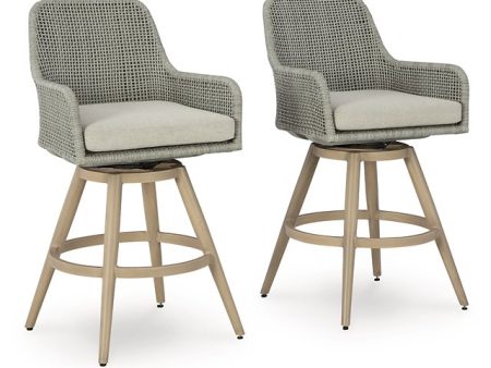 Seton Creek Outdoor Bar Height Barstool with Cushion (Set of 2) Cheap