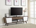 2-Drawer TV Console Dark Walnut And Glossy White Online Sale