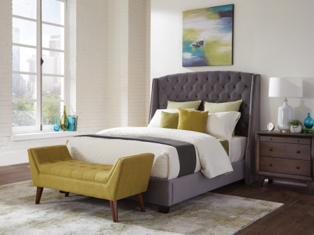 Pissarro Eastern King Tufted Upholstered Bed Grey Fashion