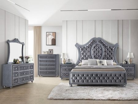 Cameo Gray Upholstered Panel Bedroom Set on Sale