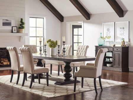 Phelps Rectangular Dining Table Antique Noir w 6 chairs Discount