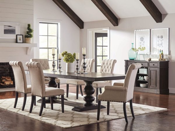 Phelps Rectangular Dining Table Antique Noir w 6 chairs Discount