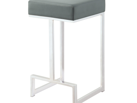 Square Counter Height Stool Grey And Chrome Online now