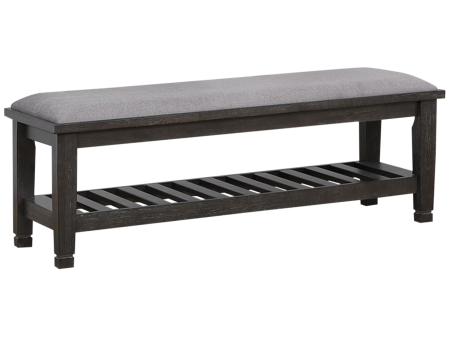 Franco Upholstered Bench With Slatted Shelf Weathered Sage Online Hot Sale