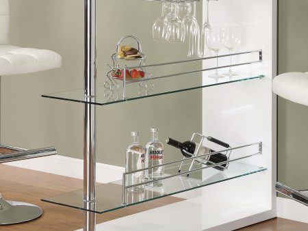 Rectangular 2-Shelf Bar Unit Glossy White Hot on Sale