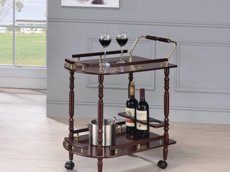 Recreation Room Traditional Merlot Serving Cart For Sale