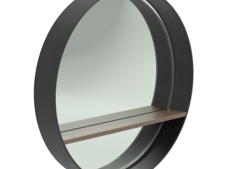 Round Mirror With Shelf Black For Sale