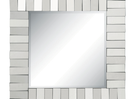 Square Wall Mirror With Layered Panel Silver Supply