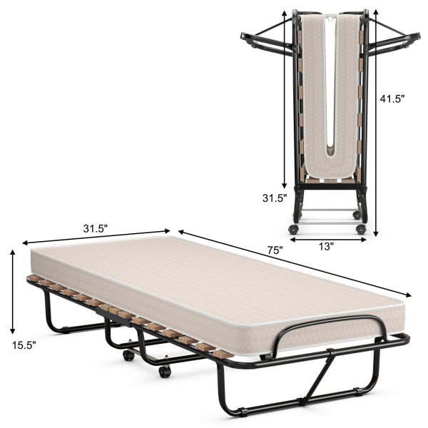 Extra Guest Folding Bed with Memory Foam Mattress Online now