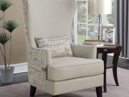 Curved Arm High Back Accent Chair Cream Sale