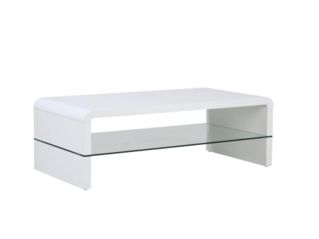 High Gloss White Coffee table with glass Discount