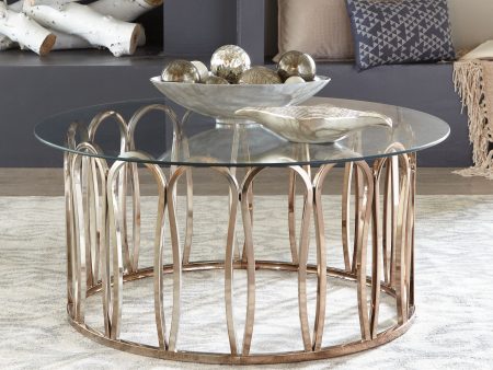 Hemet Round Coffee Table Chocolate Chrome And Clear Online Sale