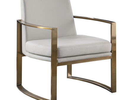 Concave Metal Arm Accent Chair Cream And Bronze For Cheap