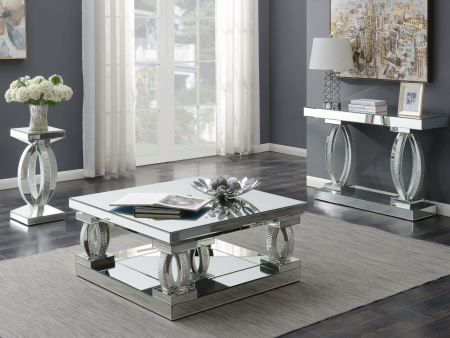 Avonlea Square Coffee Table With Lower Shelf Clear Mirror Online Sale