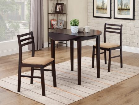 Bucknell 3-piece Dining Set with Drop Leaf Cappuccino and Tan Cheap