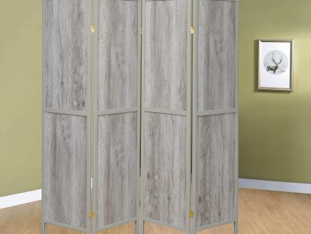 Rustic Grey Driftwood Four-Panel Screen Room Divider Online Sale