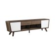 2-Drawer TV Console Dark Walnut And Glossy White Online Sale